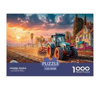 Campo de arado de Tractores 1000 Piezas Adultos Puzzle Niños Regalo Rural Sunset Landscape Adultos Puzzle Creativo Regalo 52x38cm/1000pcs