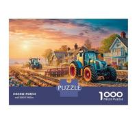 Campo de arado de Tractores 1000 Piezas Paisaje del Atardecer Rural Rompecabezas Desafiantes Juguetes Desafiantes para Adultos Juego De Habilidad para Actividades Familiare Regalos 52x38cm/1000pcs