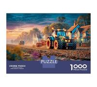 Campo de arado del Tractor Puzzle Actividades Familiares 1000 Piezas Paisaje del Atardecer Rural Juego De Rompecabezas Pasatiempo Creativo para Niños Adultos 70x50cm/1000pcs