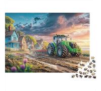 Campo de arado del Tractor Rompecabezas 1000 Piezas Escena del Campo Rural Puzzle - Regalo, Juego Familiar, Decoración del Hogar, para Adultos 52x38cm/1000pcs