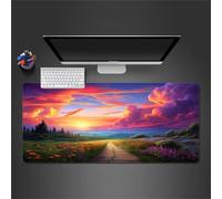 Campo de Flores al Atardecer Alfombrilla Ratón XXL 700x300x2mm Alfombrilla ratón Gaming,Goma Antideslizante,Mouse Pad Lavable para Jugadores de PC, Oficina