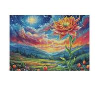 Campo de Flores al Atardecer Puzzle 300 Piezas Aliviar Estrés 3D Happy Time Rompecabezas Familiar para Hombres Y Mujeres Obra De Arte Decorativo Hogar 300 PCS