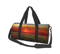 Campo de Flores de Amapola roja al Atardecer Impreso, Bolsa de Viaje de Gran Capacidad, Bolso Redondo, Bolsa de Viaje Deportiva, Bolsa de Mano, Bolsa de Fitness
