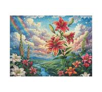 Campo de Flores de Amapolas Rojas Puzzle 500 Piezas Obra De Arte Premium Rompecabezas Familiar para Adultos Aliviar Estrés Decoración Hogar Moderno 500 PCS