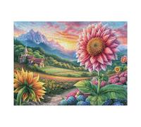 Campo de Flores de Dalia Mountain Puzzle 500 Piezas Regalo Ideal Original Rompecabezas 3D Obra De Arte para Hombres Y Mujeres DIY Creativo Aliviar Estrés 500 PCS