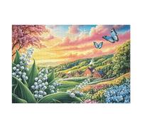 Campo de Flores Mariposas Rompecabezas 1000 Piezas Cartón para Adultos Y Adolescentes para Coleccionistas Decoración Única Hogar Antiestrés Regalo Reyes Magos 1000 PCS/75x50cm
