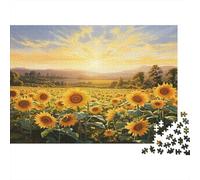 Campo de Girasol al Amanecer Puzzle El Paisaje Rompecabezas 1000 Piezas - Adultos, Desafiante, Regalo, Juego Familiar 38x26cm/1000pcs