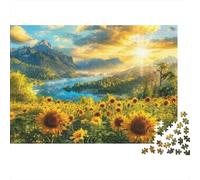 Campo de Girasol Junto al Lago Alpino Puzzle El Paisaje Rompecabezas 1000 Piezas - Adultos, Desafiante, Regalo, Juego Familiar 38x26cm/1000pcs