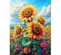 Campo de Girasoles al Atardecer Puzzle 500 Piezas Cartón Resistente para Niños Mayores 14 Años Dibujo Animado de Paisajes de Cuento de Hadas Decoración Salón para Colgar En Pared Decoración Artística