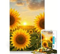 Campo de Girasoles al Atardecer, Rompecabezas de 1000 Piezas para Adolescentes, Juguete para ejercitar la Mente, relajación Mental, diseño, Montaje, Lista de Deseos de Papá Noel 38x52cm