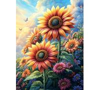 Campo de Girasoles bajo Cielo mágico Puzzle 300 Piezas Educativo Construir 3D Fauna Mascotas Rompecabezas para Familia Maquetas Educativas Desafío Intelectual Decoración Hogar 300 PCS