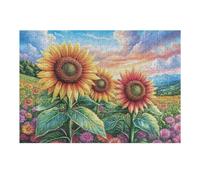 Campo de Girasoles bajo el Cielo Azul Rompecabezas 300 Piezas Cartón para Toda La Familia Ocio Tranquilo En Casa Alivio Ansiedad Decoración Artística Detalle Regalo 300 PCS