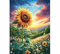Campo de girasoles bajo un atardecer mágico Rompecabezas 1000 Piezas Cartón Grueso Para Coleccionistas Vida silvestre y mascotas Mejora Memoria Desarrollo Cognitivo Diversión Familia Regalo Reyes Mago