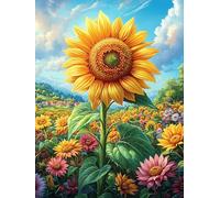 Campo de Girasoles bajo un Cielo mágico Puzzle 300 Piezas Papel Mayores Vida Silvestre y Mascotas Terapia Ocupacional para Relajarse Entretenimiento Sin Pantalla Más Vendido Regalo O