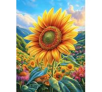 Campo de girasoles bajo un cielo mágico Rompecabezas 1000 Piezas Cartón Para Adultos Paisajes y ciencia ficción Estimulación Cognitiva Mejora Coordinación Ojo-Mano Actividad Compartir Familia 1000 PCS