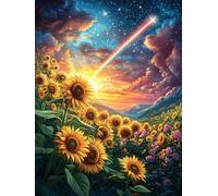 Campo de Girasoles con una Estrella fugaz Puzzle 500 Piezas Papel Mayores Paisajes y Ciencia ficción Alivio Ansiedad Actividad para La Mente Ocio Tranquilo En Casa Más Vendido Regalo