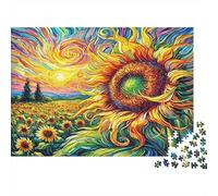 Campo de Girasoles Estilo artístico Colorido Puzzle para Adultos Puzzle de 1000 Piezas Papel Relajante Familia Decoración Regalo 52x38cm/1000pcs