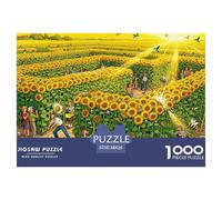 Campo de Girasoles Laberinto de Verano Puzzle De Madera Impermeable DIY Puzzles De 1000 Piezas para Adultos Divertido Rompecabezas Juegos Desafiantes