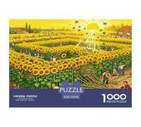 Campo de Girasoles Laberinto de Verano Puzzle De Madera Impermeable DIY Puzzles De 1000 Piezas para Adultos Desafiante Y Estimulante Rompecabezas para Decoración del Hogar