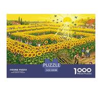 Campo de Girasoles Laberinto de Verano Puzzle De Madera Impermeable DIY Puzzles De 1000 Piezas Regalos para Adultos Divertido Rompecabezas Juegos Desafiantes
