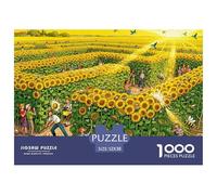 Campo de Girasoles Laberinto de Verano Puzzle De Madera Impermeable Puzzles De 1000 Piezas para Adultos Desafiante Y Estimulante Rompecabezas para Decoración del Hogar