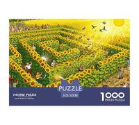 Campo de Girasoles Laberinto de Verano Puzzle De Madera Impermeable Puzzles De 1000 Piezas Regalos para Adultos Desafiante Y Estimulante Rompecabezas Juegos Desafiantes
