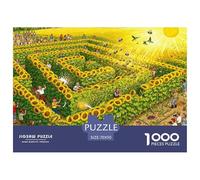 Campo de Girasoles Laberinto de Verano Puzzle De Madera Impermeable Puzzles De 1000 Piezas Regalos para Adultos Divertido Rompecabezas Juegos Desafiantes