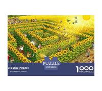 Campo de Girasoles Laberinto de Verano Puzzle De Madera Impermeable Puzzles De 1000 Piezas Regalos para Adultos Desafiante Y Estimulante Rompecabezas Decoración del Hogar