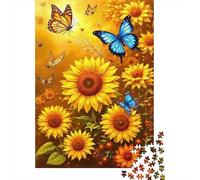 Campo de Girasoles Mariposa Puzzle de 1000 Piezas Puzzle para Adultos Papel Naturaleza Flores Relajación Convivencia Decoración Hogar Regalo 70x50cm/1000pcs