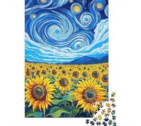 Campo de Girasoles Puzzle de 1000 Piezas Papel Puzzle para Adultos Paisaje Artístico Relajación Enfoque Decoración Familiar Regalo 70x50cm/1000pcs
