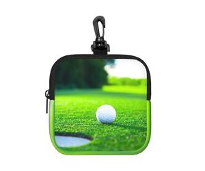 Campo de Golf,Bolsa de Almacenamiento Cuadrada con Cremallera, Monedero de Neopreno, Carteras pequeñas, Monedero pequeño, Monedero
