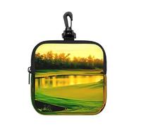 Campo de Golf Impreso,Bolsa de Almacenamiento Cuadrada con Cremallera, Monedero de Neopreno, Carteras pequeñas, Monedero pequeño, Monedero
