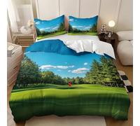 Campo de Golf Jungleal Juego de Funda Nórdica Cama 90 con Cremallera Hipoalergénico Suave Estampada 3D Verde Juego de Cama 1 Funda de EdredóN 2 Fundas de Almohada 150x220 cm