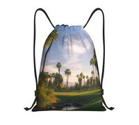 Campo De Golf Palm Tree Unisex Mochila De Cuerdas Con Cordón Mochila Con Cordón Plegable Mochilas Deportiva Para Fútbol Playa Voleibol