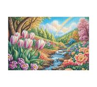 Campo de tulipanes arcoíris campo naturaleza salvaje hermosa Puzzle 1000 Piezas Obra De Arte Familiar Coleccionable Rompecabezas 3D Para Hombres Y Mujeres Juguete Educativo Desafío Intelectual 1000 PC