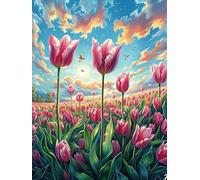 Campo de Tulipanes Puzzle 300 Piezas Cartón Grueso para Coleccionistas Animales y Plantas Ocio Creativo En Casa Calmar La Mente Pieza Colección Más Vendido 300 PCS
