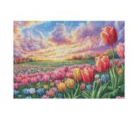 Campo de Tulipanes Rompecabezas 300 Piezas Cartón para Niños Mayores 14 Años Tiempo Libre Actividad Antiestrés Más Vendido Detalle Único Original 300 PCS/40x28cm