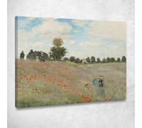 Campo di amapoles Claude Monet, mnt163 - Cuadro impreso sobre lienzo, Fine art, montado listo para colgar, 50 x 40 cm