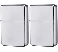 Campo Encendedor de Gasolina satén, Tormenta Cromado Cepillado, Compacto (5,8 x 4 x 1,3 cm), Recargable, Cortavientos, Compatible con Zippo, Gris (Paquete de 2)