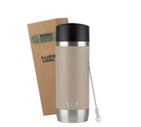 Campo Libre.® ANTO Termo Cafe Para Llevar - Taza Termica Premium con Tapa One-Touch, Taza Termo de Acero Inoxidable de Doble Pared, Mantiene las Bebidas Calientes 6 h, Ideal para Coche. Beige, 350ml