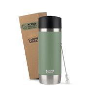 Campo Libre.® ANTO Termo Cafe Para Llevar - Taza Termica Premium con Tapa One-Touch, Taza Termo de Acero Inoxidable de Doble Pared, Mantiene las Bebidas Calientes 6 h, Ideal para Coche. Verde, 350ml