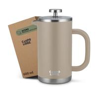 Campo Libre.® GIORGIO - Cafetera Francesa de Acero Inoxidable, Doble Pared Aislada, Sin Plástico - Prensa Francesa Térmica con Filtro Extra - Apta para Lavavajillas - Beige. 600ml