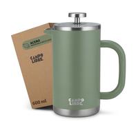 Campo Libre.® GIORGIO - Cafetera Francesa de Acero Inoxidable, Doble Pared Aislada, Sin Plástico - Prensa Francesa Térmica con Filtro Extra - Apta para Lavavajillas - Verde. 600ml