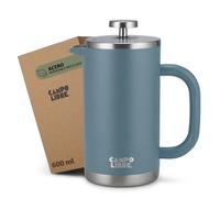 Campo Libre.® GIORGIO - Cafetera Francesa de Acero Inoxidable, Doble Pared Aislada, Sin Plástico - Prensa Francesa Térmica con Filtro Extra - Apta para Lavavajillas - Azul. 600ml