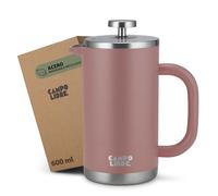 Campo Libre.® GIORGIO - Cafetera Francesa de Acero Inoxidable, Doble Pared Aislada, Sin Plástico - Prensa Francesa Térmica con Filtro Extra - Apta para Lavavajillas - Rosa. 600ml