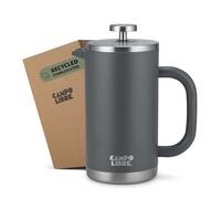 Campo Libre.® GIORGIO - Cafetera Francesa de Acero Inoxidable, Doble Pared Aislada, Sin Plástico - Prensa Francesa Térmica con Filtro Extra - Apta para Lavavajillas - Gris. 600ml