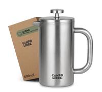 Campo Libre.® GIORGIO - Cafetera Francesa de Acero Inoxidable, Doble Pared Aislada, Sin Plástico - Prensa Francesa Térmica con Filtro Extra - Apta para Lavavajillas - Inox. 600ml
