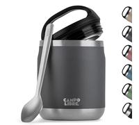 Campo Libre.® Lotta - Termo Comida Caliente & Fría - Fiambrera termica con Cuchara - Tupper termico adulto o bebé, Trabajo, Oficina, Escuela o Camping - Ideal para Llevar. Gris, 600ml