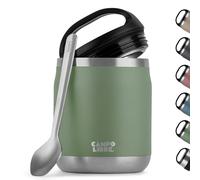 Campo Libre.® Lotta - Termo Comida Caliente & Fría - Fiambrera termica con Cuchara - Tupper termico adulto o bebé, Trabajo, Oficina, Escuela o Camping - Ideal para Llevar. Verde, 600ml