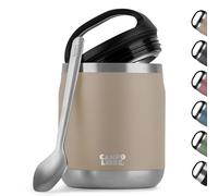 Campo Libre.® Lotta - Termo Comida Caliente & Fría - Fiambrera termica con Cuchara - Tupper termico adulto o bebé, Trabajo, Oficina, Escuela o Camping - Ideal para Llevar. Beige, 600ml